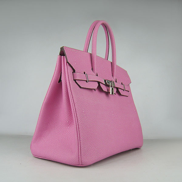 High Quality Fake Hermes Birkin 35CM Pearl Veins Leather Bag Pink 6089 - Click Image to Close